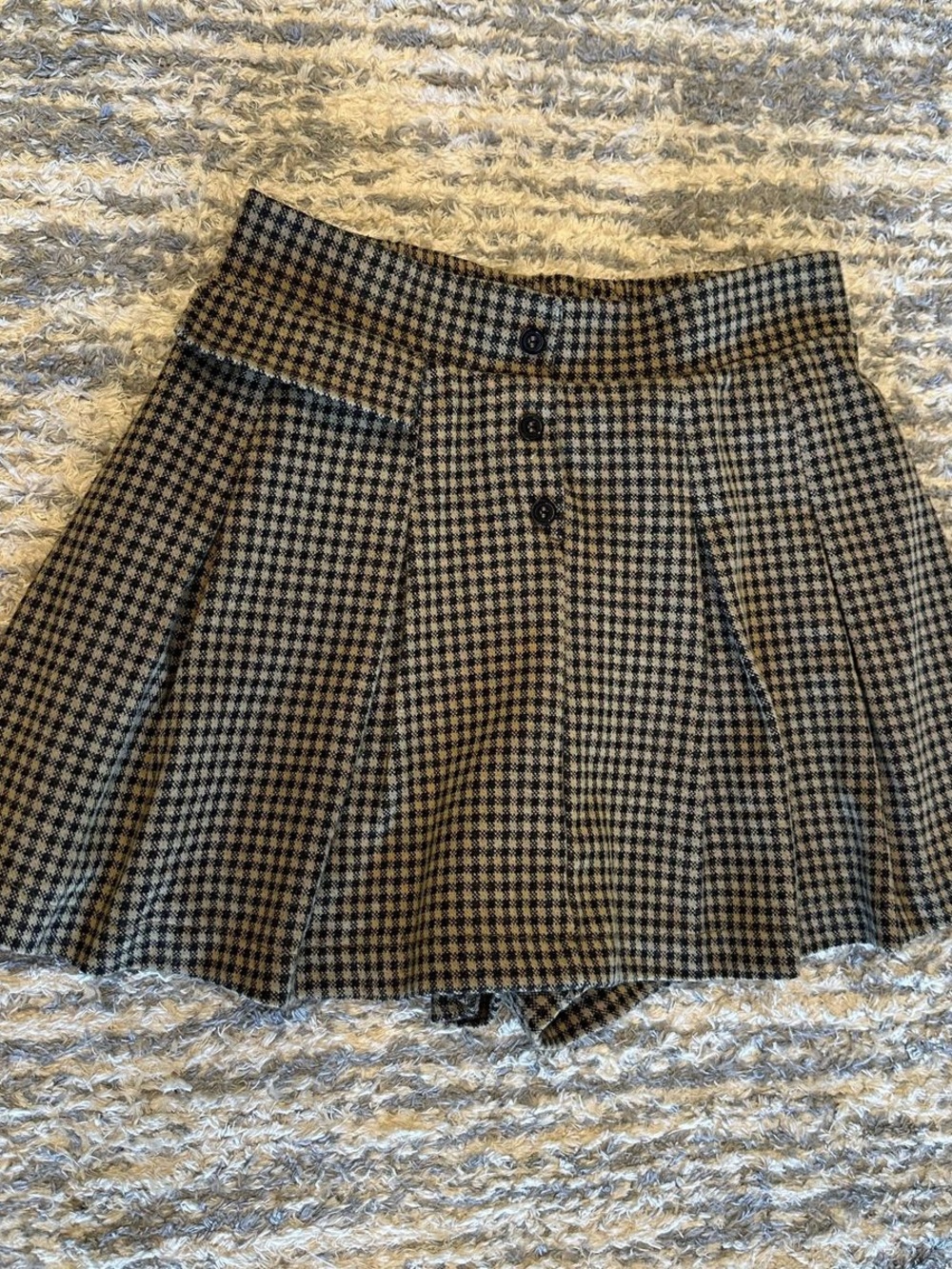 Zara Plaid Pleated Mini Skirt Black & Tan